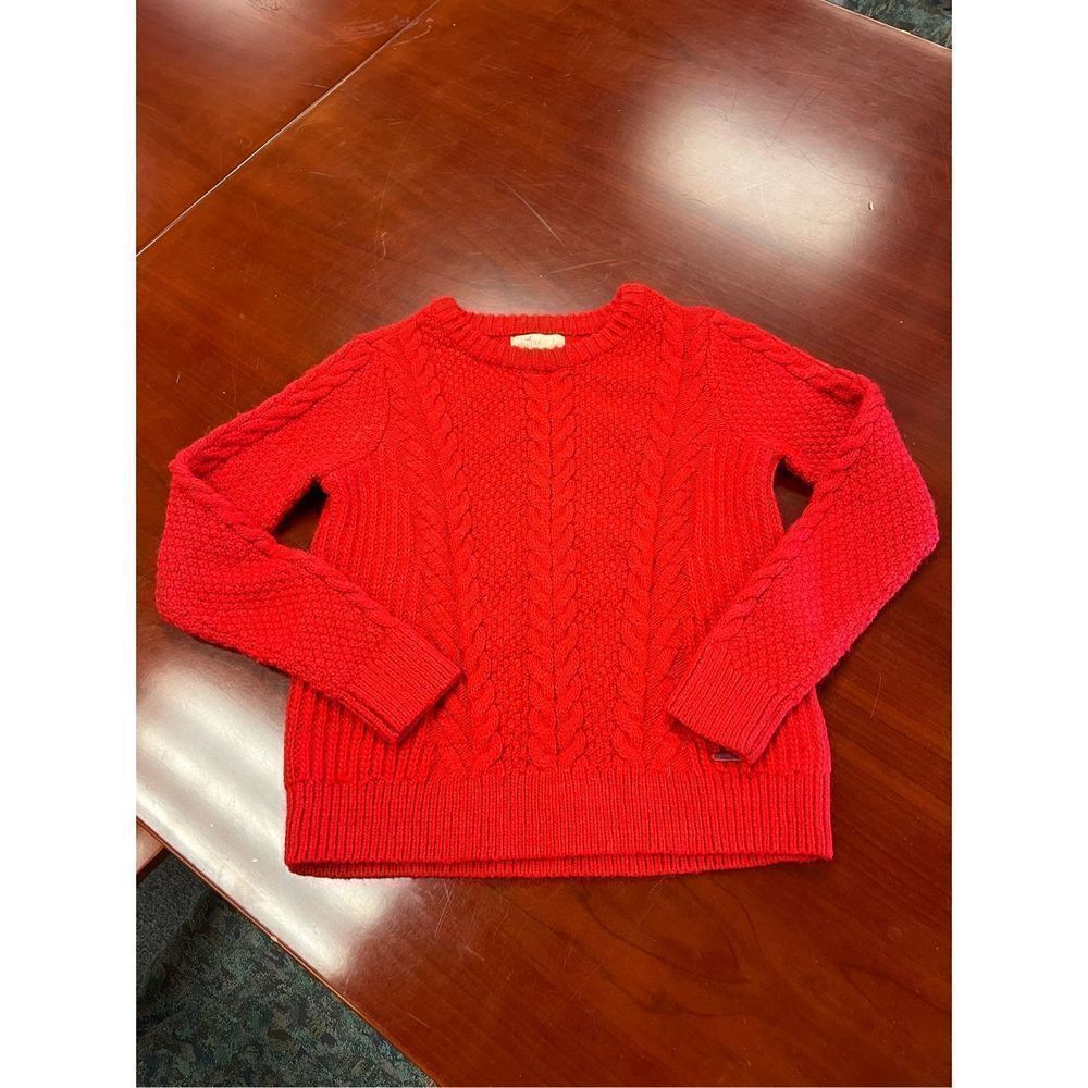 Hollister Red Cable Knit Crew Neck Sweater sz S